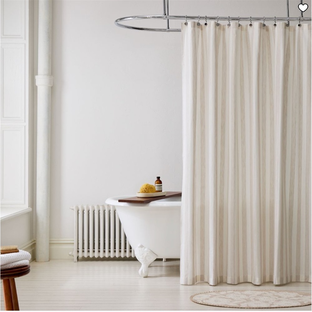 Brand New West Elm Shower Curtain - Cotton Linen Stripe